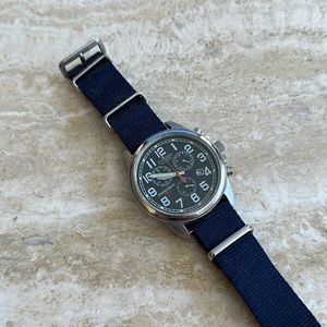 Citizen Watch with black dial and two nylon watch bands